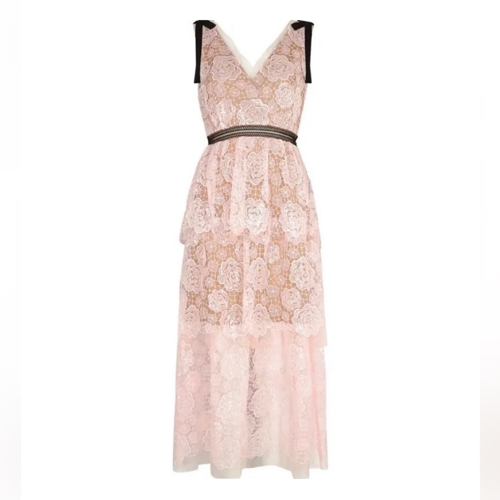 Self-Portrait Starlet Rose Lace Midi Dress